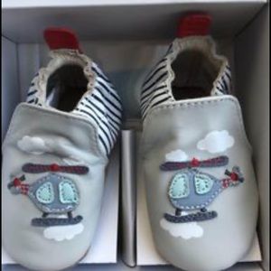 Brand new in box Robeez helicopter leather baby shoes booties 0-6 months